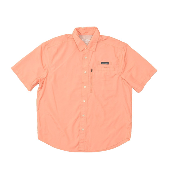 Eddie Bauer Horizon Guide Men's Fishing Shirt Size L Orange Peach Vented UPF - Picture 1 of 8